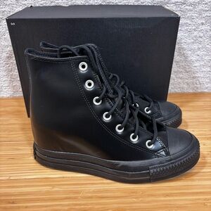 Converse Chuck Taylor All Star Wedge Platform Hi Black Leather Sz 8 A12827C